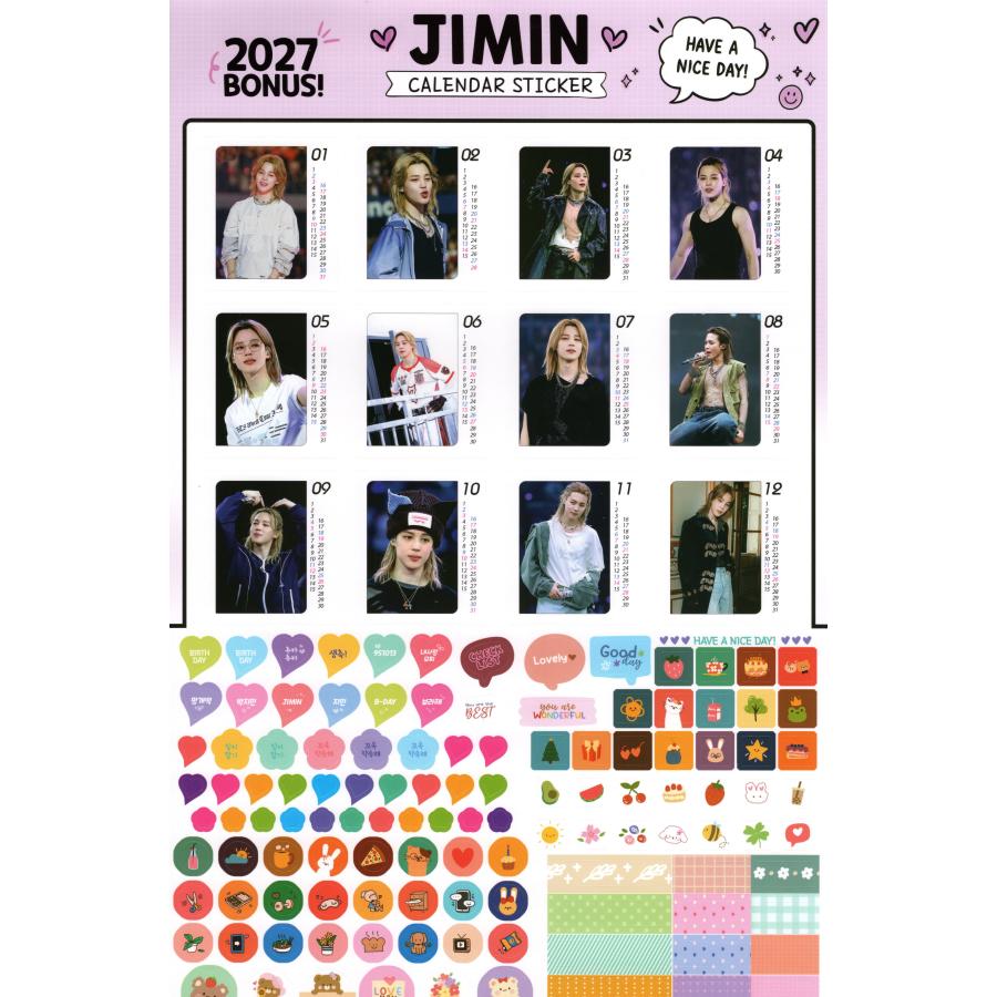 BTS ジミン グッズ 大判 壁掛け カレンダー 2027年 (令和9年) +