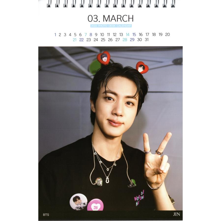 BTS JIN ジン グッズ 卓上 カレンダー (写真集) 2026 ~ 2027年 (2年分) + ステッカーシール 12点セット |  | 01