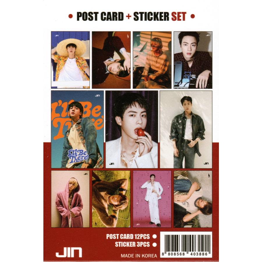 BTS JIN ジン グッズ ポストカード セット ( 12枚 + ステッカー 3枚