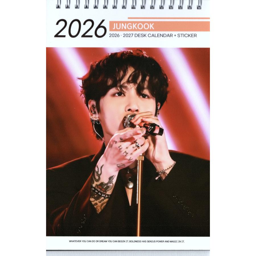 BTS ジョングク グッズ 卓上 カレンダー 2026~2027年 (2年分) + ステッカーシール 12点set | 