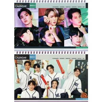 MONSTA X モンスタエックス グッズ 卓上 カレンダー (写真集 カレンダー) 2022~2023年(2年分) + ステッカーセット [ピンク 卓上カレンダー] | 