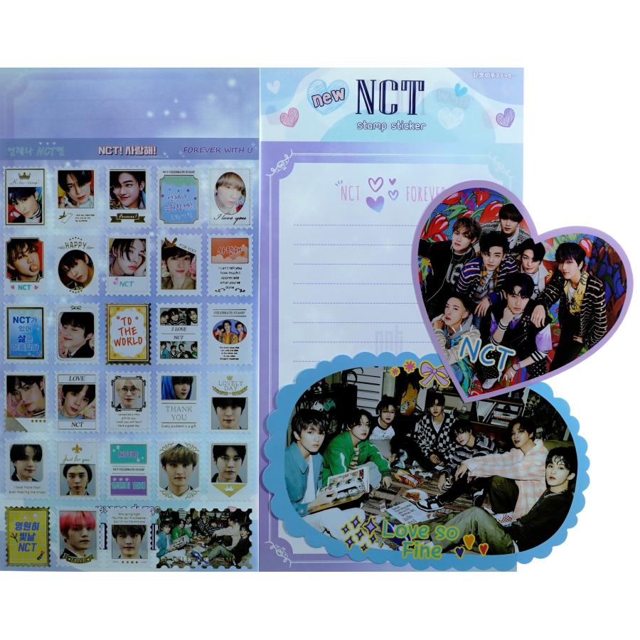 NCT エヌシーティー グッズ レターセット 27点セット (記念切手 スタンプ ステッカー 24点 + 便箋3枚) | 