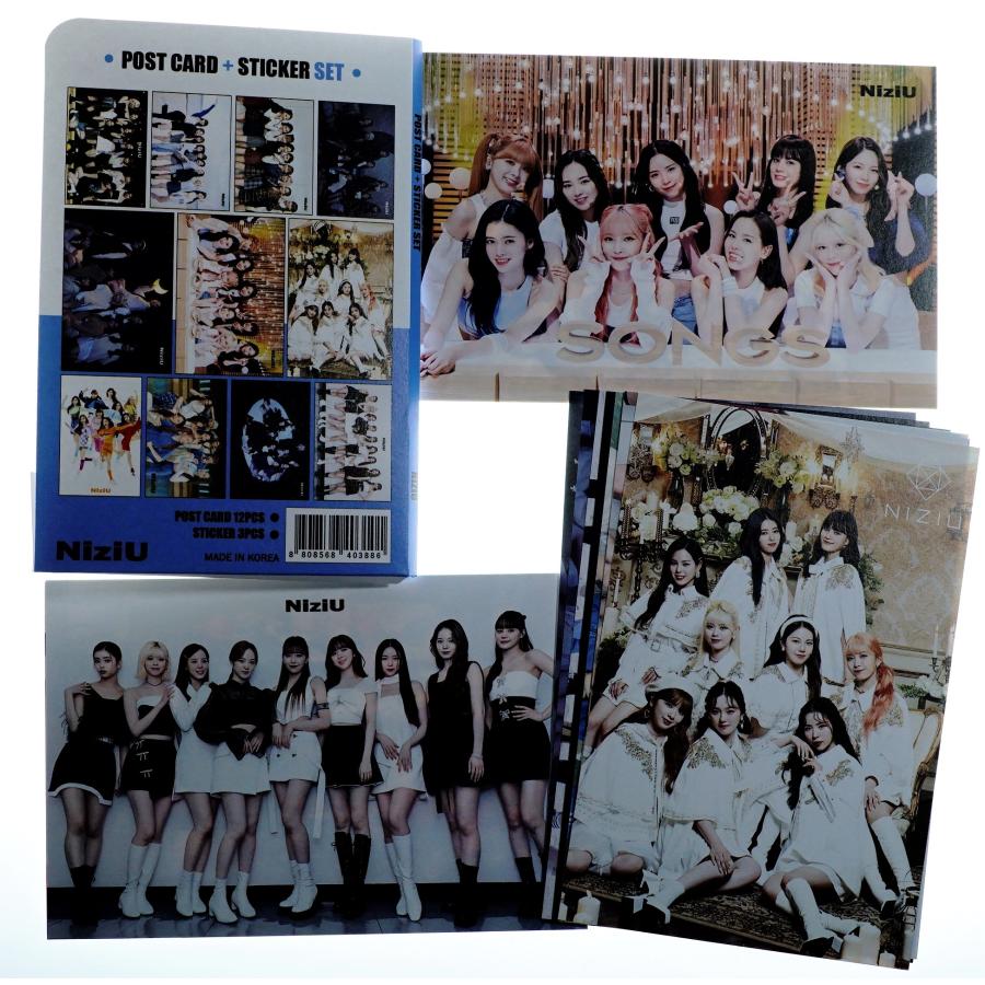NiziU ニジュー グッズ ポストカード セット (ポストカード 12枚 + ステッカー 3枚) グッズ 15点セット | 