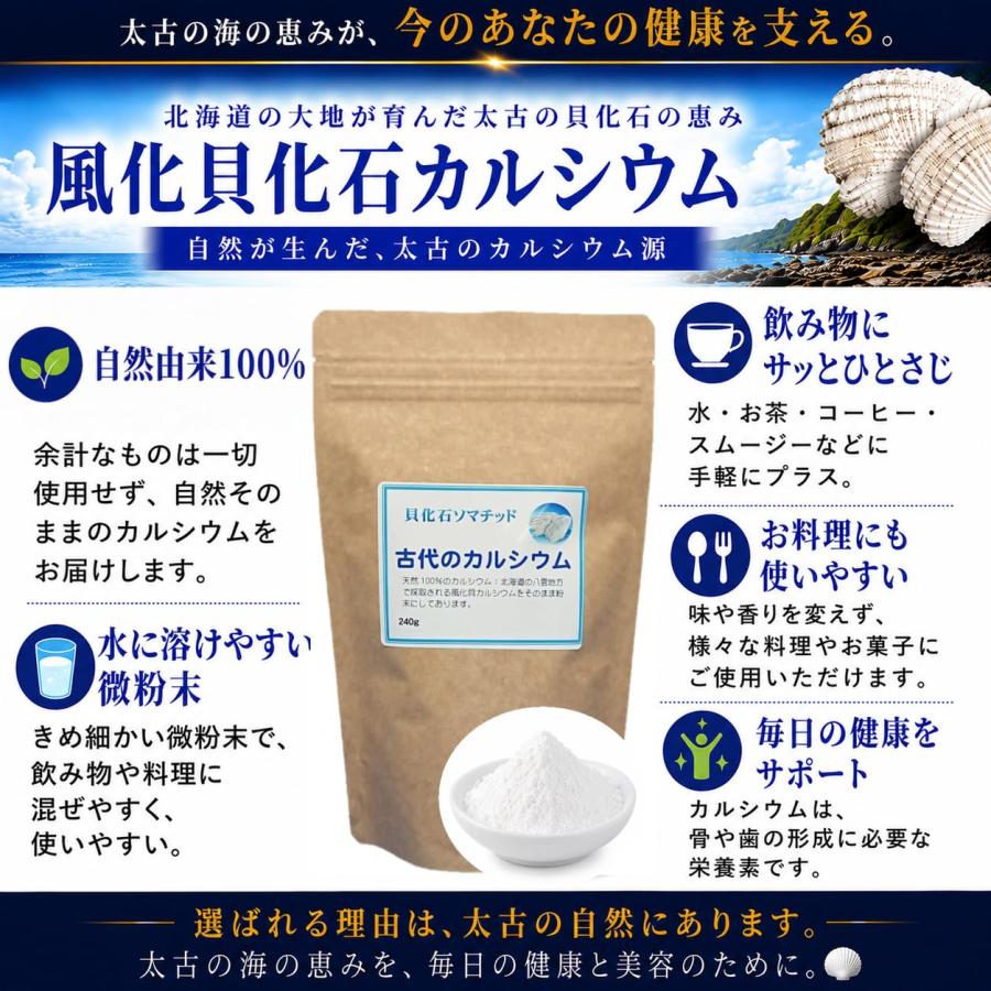 最新 北海道八雲 風化貝ソマチッド粉末 古代のカルシウム (240g×2