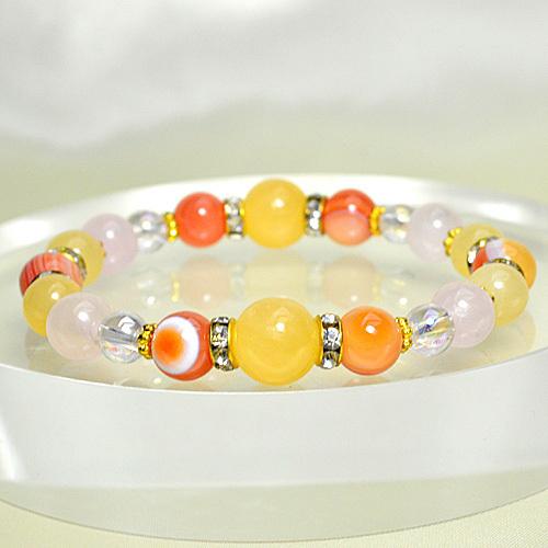 パワーストーン ブレスレット アラゴナイト オレンジアゲート ローズ