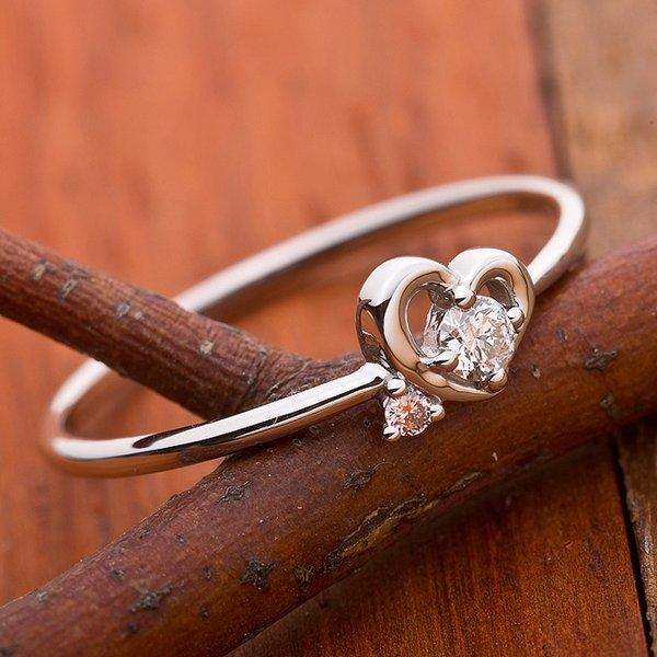 ダイヤモンド リング ダイヤ ピンクダイヤ 合計0.06ct 8.5号 プラチナ Pt950 ハートモチーフ 指輪 ダイヤリング 鑑別カード付きの画像