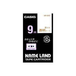 （まとめ）カシオ CASIO 透明テープ XR-9XG 透明に金文字 9mm〔×5セット〕