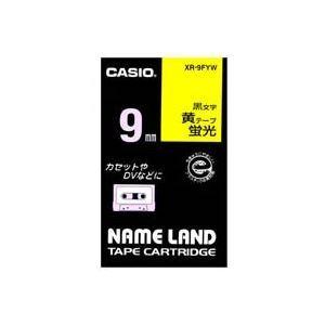 （まとめ）カシオ CASIO 蛍光テープ XR-9FYW 黄に黒文字 9mm〔×5セット〕