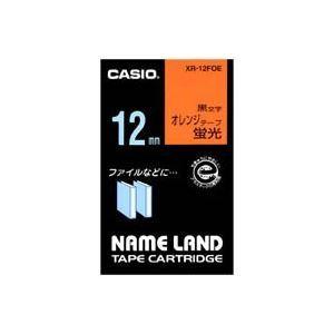 （まとめ）カシオ CASIO 蛍光テープ XR-12FOE 橙に黒文字 12mm〔×5セット〕