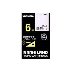 （まとめ）カシオ CASIO 透明テープ XR-6X 透明に黒文字 6mm〔×5セット〕