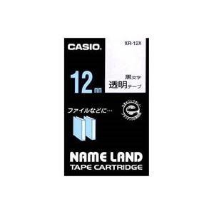（まとめ）カシオ CASIO 透明テープ XR-12X 透明に黒文字 12mm〔×5セット〕