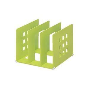 （まとめ）LIHITLAB 仕切りラックL A-7321-6 黄緑〔×5セット〕
