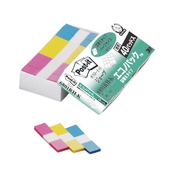 （まとめ） 住友スリーエム ポストイット(R) ジョーブ詰替えタイプ ハーフサイズ（詰替え用） エコノパック(TM)製品 6801RH-K 混色3色 40個入 〔×2セット〕