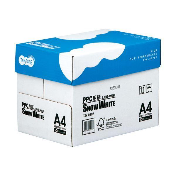 （まとめ） TANOSEE PPC用紙 SNOW WHITE A4 1箱（2500枚：500枚×5冊） 〔×10セット〕