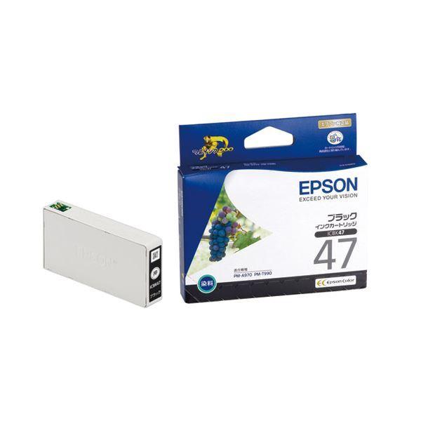 （まとめ） エプソン EPSON インクカートリッジ ブラック ICBK47 1個 〔×4セット〕