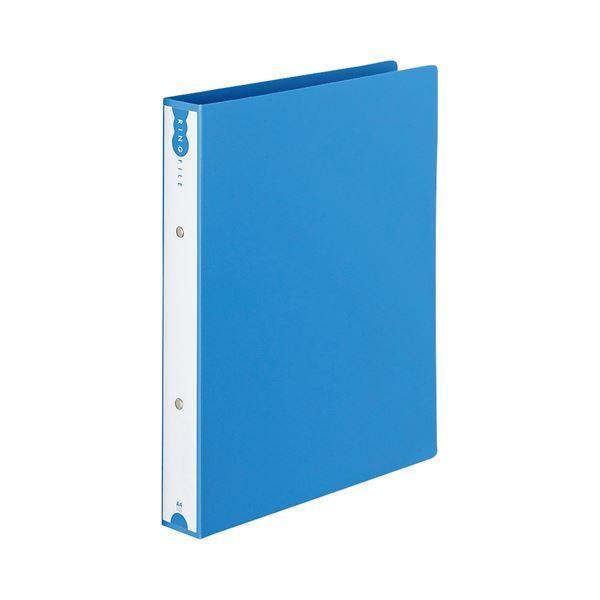 （まとめ） TANOSEE リングファイル（PP表紙） A4タテ 2穴 260枚収容 背幅42mm ブルー 1セット（10冊） 〔×2セット〕
