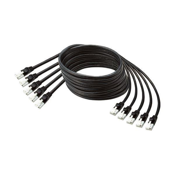 （まとめ） TANOSEE 爪折れ防止LANケーブル（CAT6） ブラック 3m 1パック（5本） 〔×2セット〕