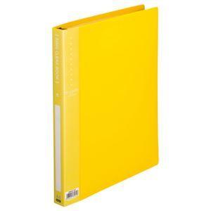 （まとめ） TANOSEE リングクリヤーブック（クリアブック） A4タテ 30穴 10ポケット付属 背幅25mm イエロー 1冊 〔×10セット〕