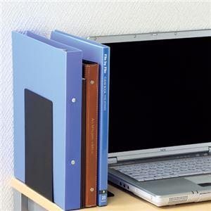（まとめ） TANOSEE ブックエンド L型 大 ブラック 1組（2枚） 〔×5セット〕_1
