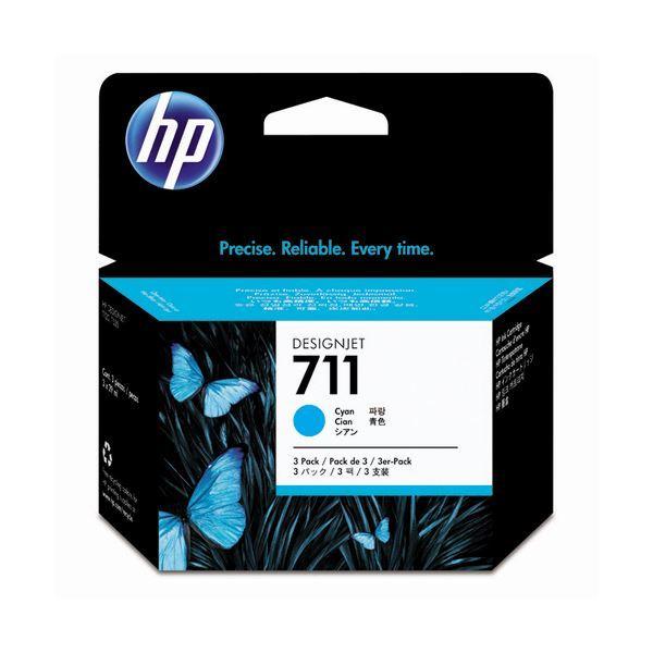 （まとめ） HP711 インクカートリッジ シアン 29ml／個 染料系 CZ134A 1箱（3個） 〔×3セット〕