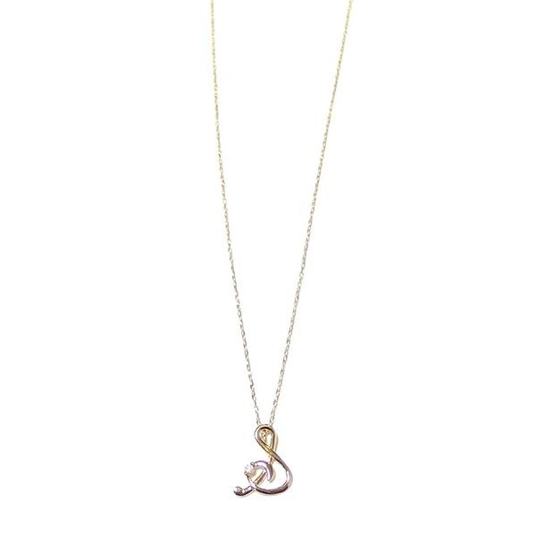 イニシャル ネックレス ダイヤモンド ネックレス 一粒 0.01ct K18 ゴールド 文字 S ダイヤネックレス ペンダントの画像