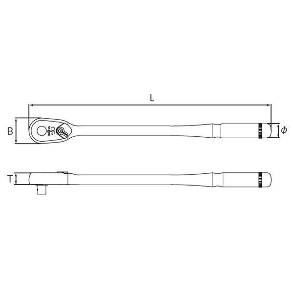 KTCネプロス NBR490L 12.7SQ ネプロス ラチェットハンドル 工具 作業工具 ツール DIY_1