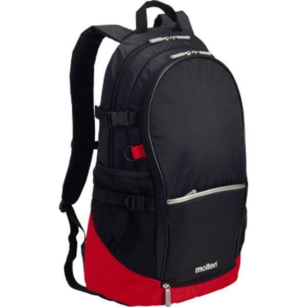 〔モルテン Molten〕 バックパック/スポーツバッグ 〔ブラック×レッド 40L〕 幅35cm ボール シューズ収納ネット付き