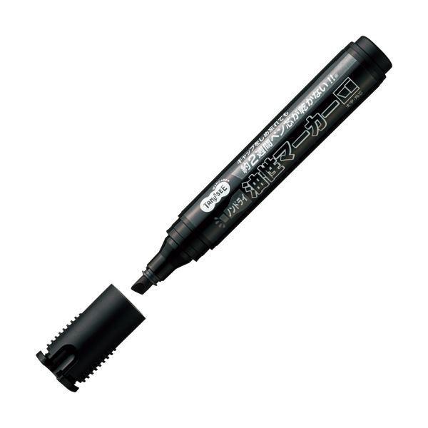 （まとめ） TANOSEE ノンドライ油性マーカー太字・角芯 黒 1セット（10本） 〔×5セット〕