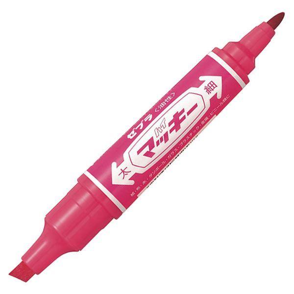 （まとめ） ゼブラ 油性マーカー ハイマッキー角芯太字+丸芯細字 ピンク MO-150-MC-P 1本 〔×50セット〕
