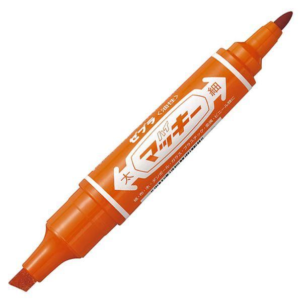 （まとめ） ゼブラ 油性マーカー ハイマッキー角芯太字+丸芯細字 オレンジ MO-150-MC-OR 1本 〔×50セット〕