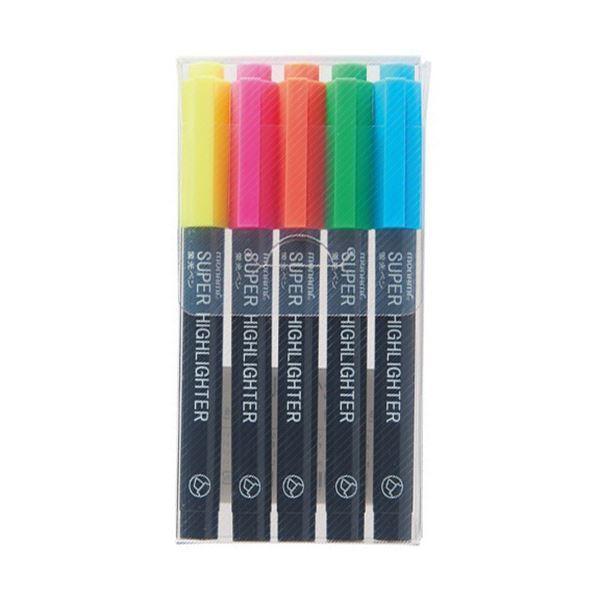 （まとめ） モナミ 螢光書き込み SUPERHIGHLIGHTER 5色仕掛ける（黄・桃・橙・緑・水色） 18443 1容器に並べる 〔×30仕掛ける〕 筆記用具-万年筆