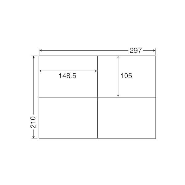 東洋印刷 ナナコピー シートカットラベルマルチタイプ A4 4面 148.5×105mm C4i 1セット(2500シート:500シート×5箱)の画像