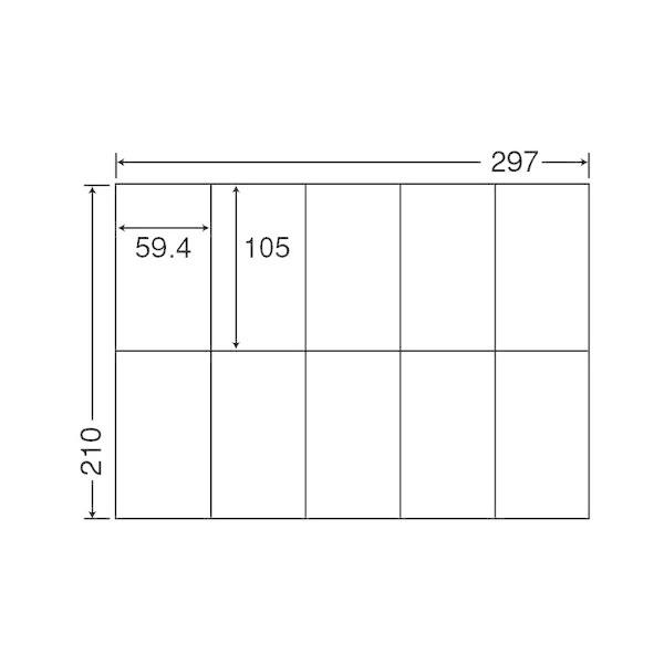 東洋印刷 ナナコピー シートカットラベルマルチタイプ A4 10面 59.4×105mm C10M 1セット(2500シート:500シート×5箱)の画像