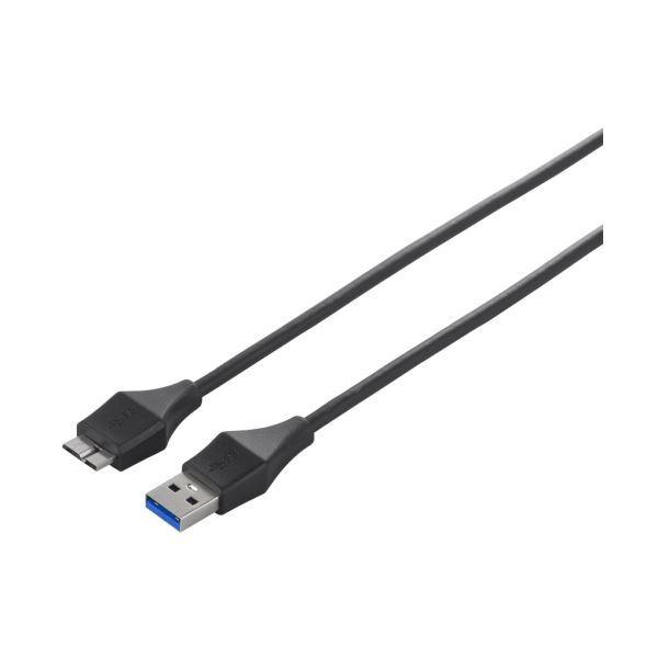 （まとめ）バッファロー ユニバーサルコネクタUSB3.0 (A)オス-micro(B)オス ブラック 3m BSUAMBU330BK 1本〔×3セット〕