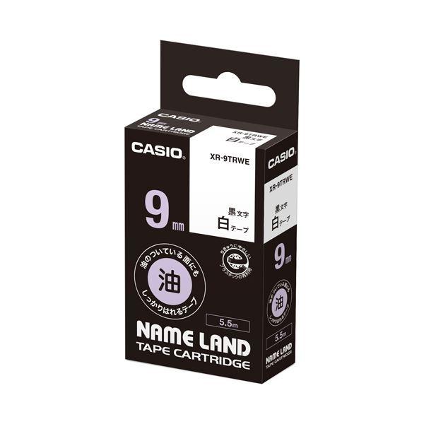 (まとめ）カシオ計算機 ラベルテープ XR-9TRWE 黒文字白テープ9mm〔×5セット〕