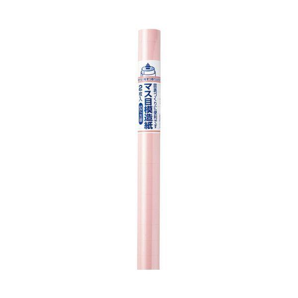 (まとめ）マルアイ 枡目模造紙 マ-11P ピンク 2枚巻〔×20セット〕
