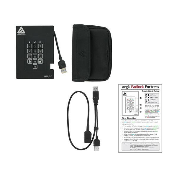 Apricorn AegisFortress 暗証番号対応ポータブルHDD 1TB A25-3PL256-1000F（R2）1台の画像