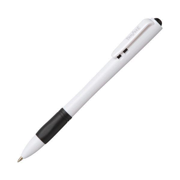 （まとめ）TANOSEE ノック式油性ボールペングリップ付 0.7mm 黒（軸色：白）1セット（100本：10本×10パック）〔×2セット〕