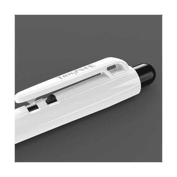 （まとめ）TANOSEE ノック式油性ボールペングリップ付 0.7mm 黒（軸色：白）1セット（100本：10本×10パック）〔×2セット〕_2