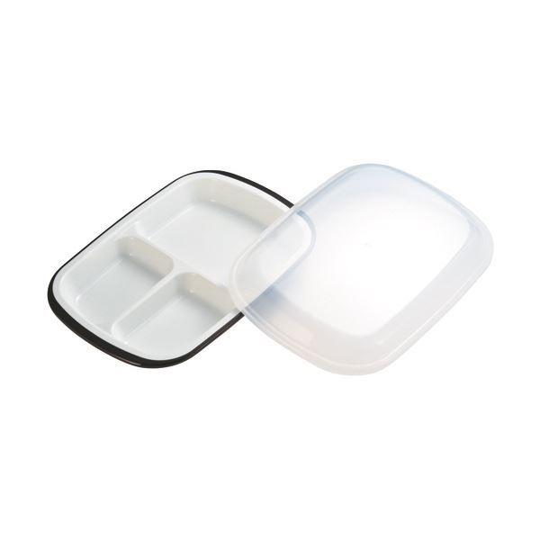 （まとめ）小森樹脂 フタ付ランチプレート「楽弁」角型 濃茶 1個〔×5セット〕