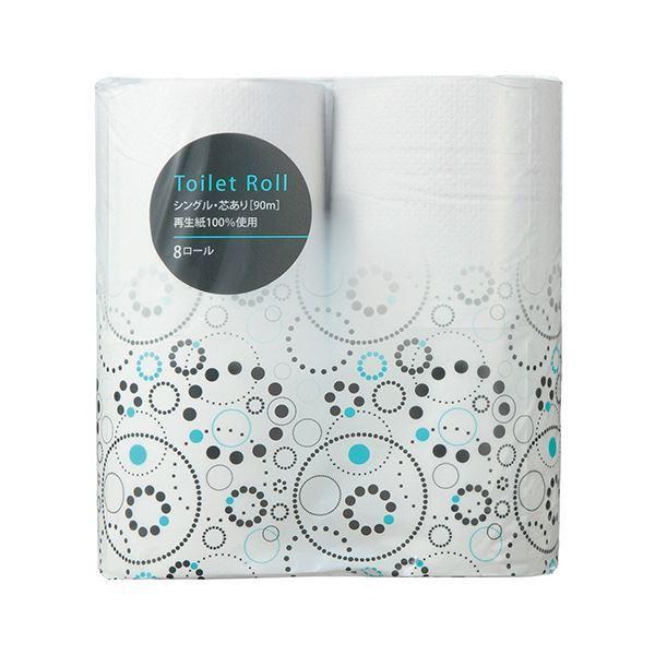 （まとめ）TANOSEE リサイクルトイレットペーパー シングル 芯あり 90m 1パック（8ロール）〔×20セット〕