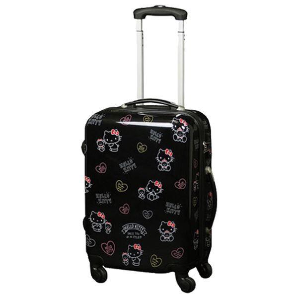 〔ハローキティ〕 スーツケース 〔S ブラック〕 約幅40×奥行20×高さ55cm 耐衝撃性 軽量 キャリーバー2段階 鍵式TSAロック