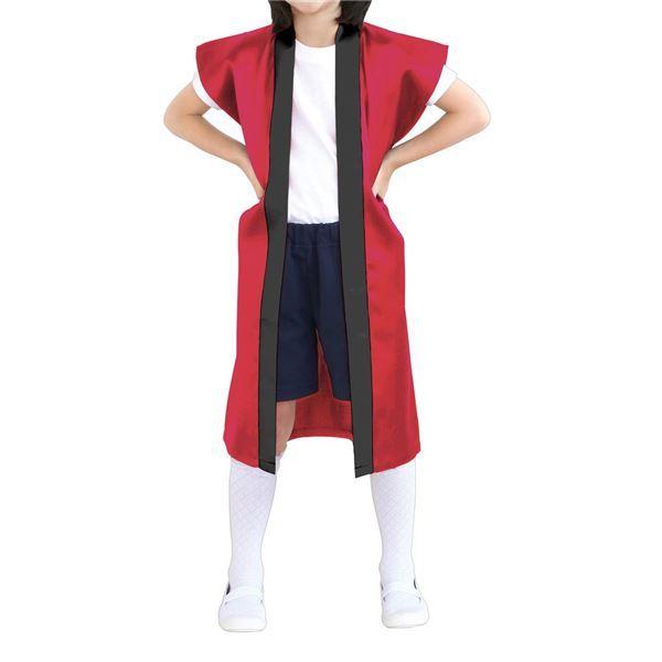 （まとめ）サテンロングハッピ 赤 J（ハチマキ付）〔×10セット〕_2