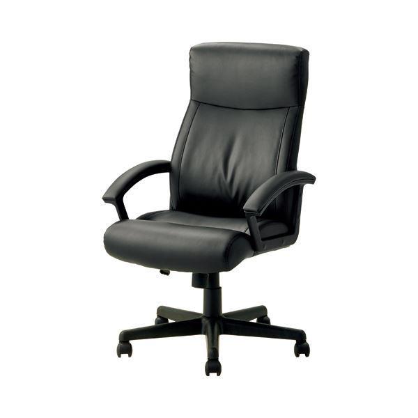 ナカバヤシ OAレザーチェア ハイバック 肘付 ブラック CNL-601BK 1脚 〔組立品〕