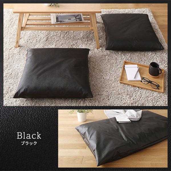 座布団 ブラック 5枚セット 日本製 スクエア クッション ボリューム シート 55×59 cm PVC 合皮 レザー シンプル モダン デザインの画像