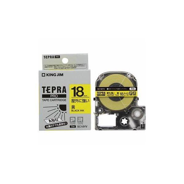 （まとめ）キングジム テプラPROテープ屋外に強い黄／黒文字 18mm SC18YV〔×5セット〕
