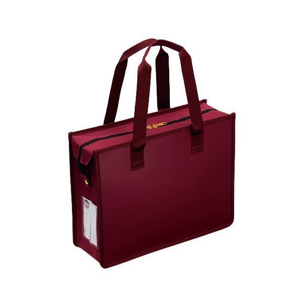 （まとめ） サクラクレパス ノータム オフィス・トートバッグJ ファスナー付 A4判（収納幅106mm） ワイン 〔×3セット〕