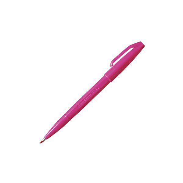 （まとめ） ぺんてる サインペン 細字 0.8mm 桃色 〔×50セット〕