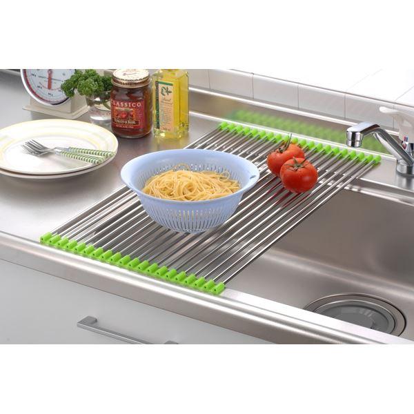 水切りラック キッチン用品 幅57.4×奥行33cm グリーン KS-2764 スノコロロ ふきん スポンジ 食器 野菜 洗い物 流し台 シンク_1