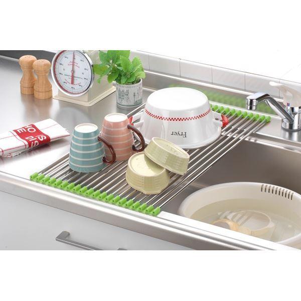 水切りラック キッチン用品 幅57.4×奥行33cm グリーン KS-2764 スノコロロ ふきん スポンジ 食器 野菜 洗い物 流し台 シンク_3